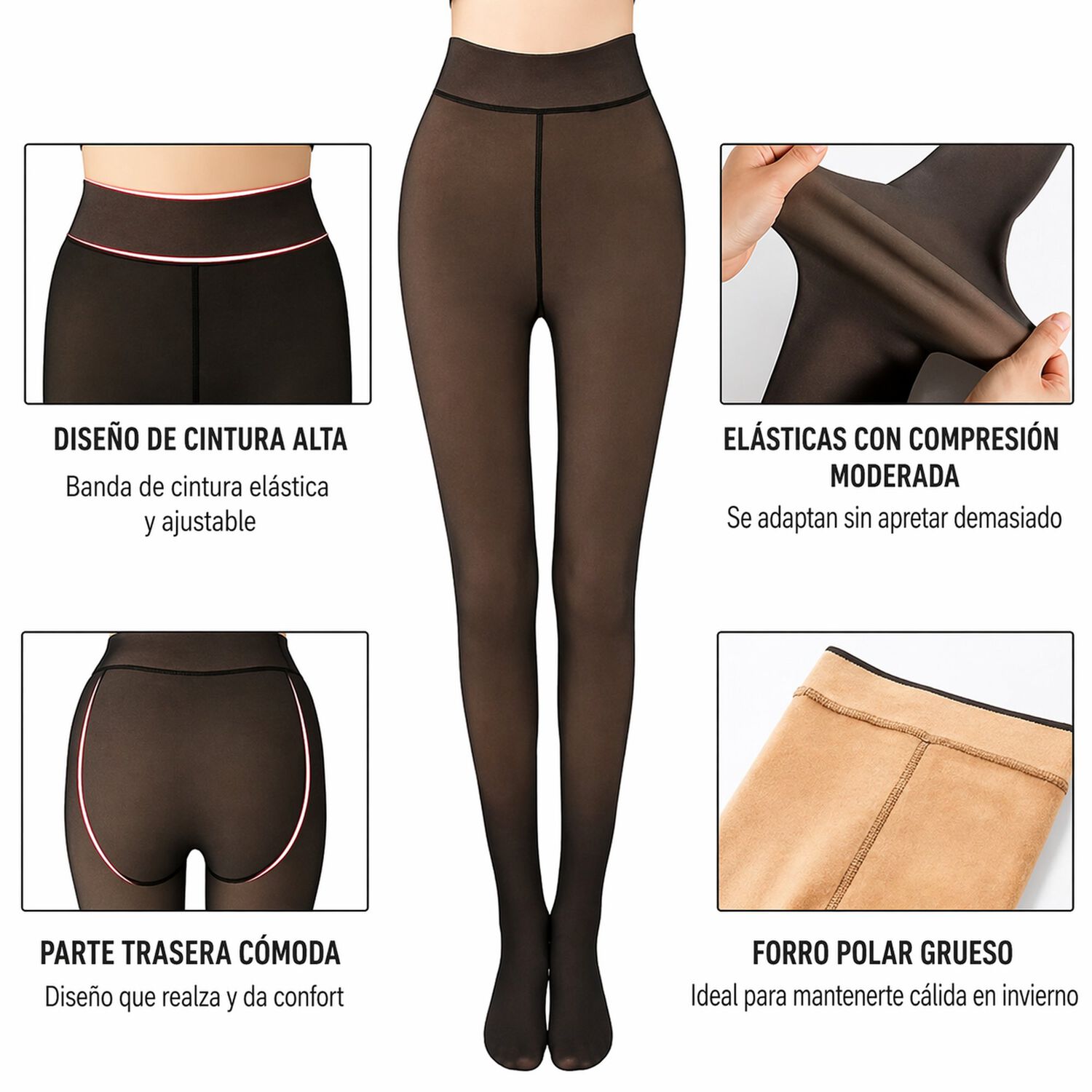 Panty Y Calza Chiporro Efecto Piel !tallas Grandes!! image number 2.0
