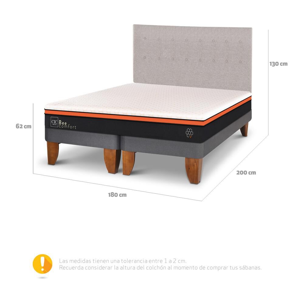 Cama Europea Cic Bee Comfort / King / Base Dividida + Respaldo image number 2.0