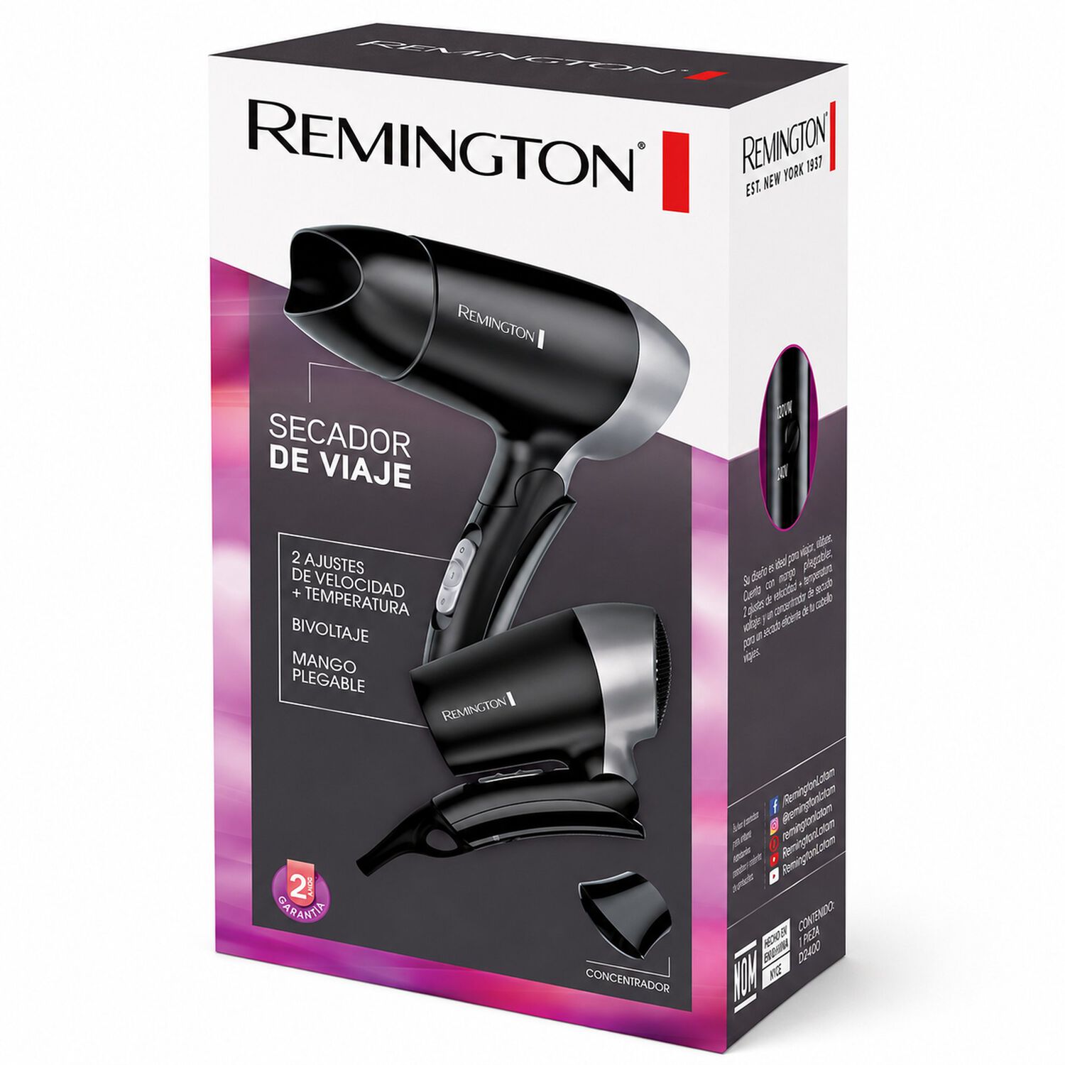 Secador De Pelo Remington Plegable De Viaje 220v/110v D2400 image number 7.0