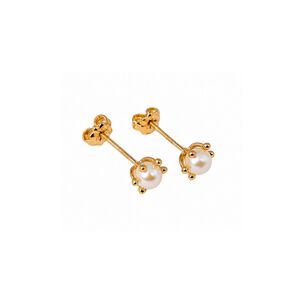 Aros Perla Cultivada Pistilo 5mm N3 Oro 18k 2.2gr Mujer Dorado