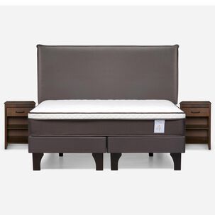 Cama Europea Rosen New Style 4 Plus / King / Base Dividida  + Set Maderas Maurice Chocolate
