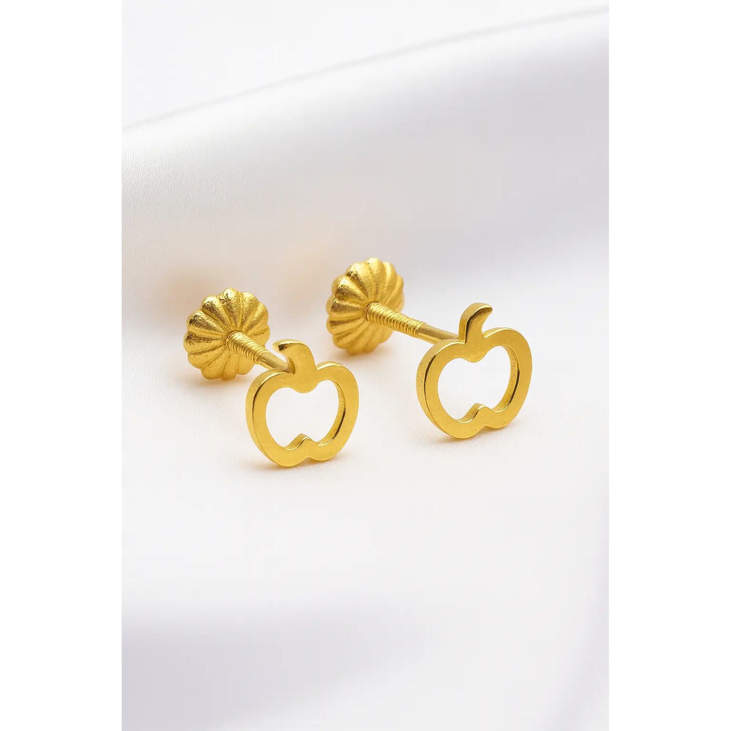 Aros Manzana Calada 5mm Oro 18k 0.75gr Regalo Mujer Ni&ntilde;a Dorado image number 1.0