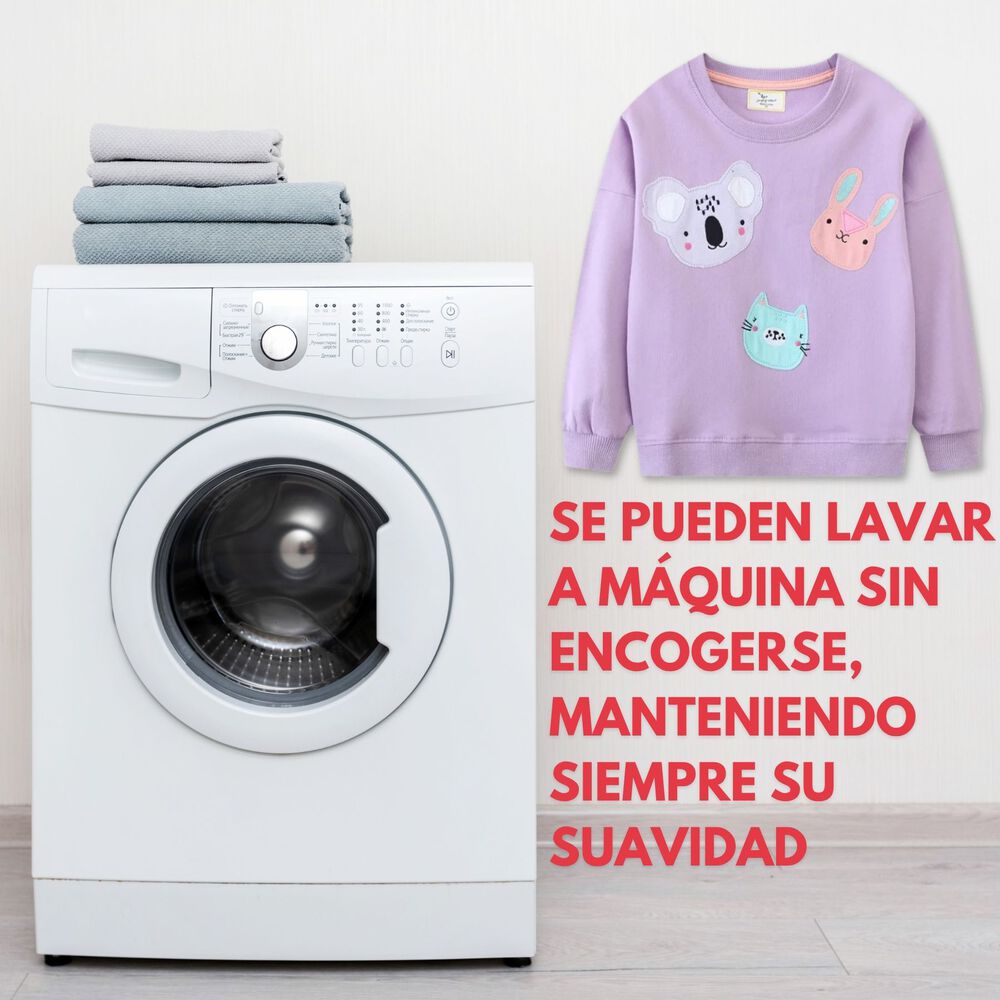 Poler&oacute;n Ni&ntilde;a Manga Larga 100% Algod&oacute;n Morado Animales image number 5.0