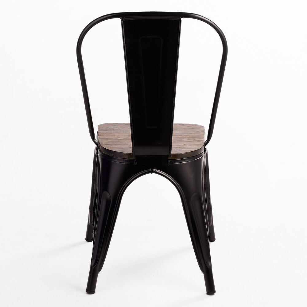 Pack 4 Silla Tolix Vintage Con Asiento De Madera Negro image number 6.0