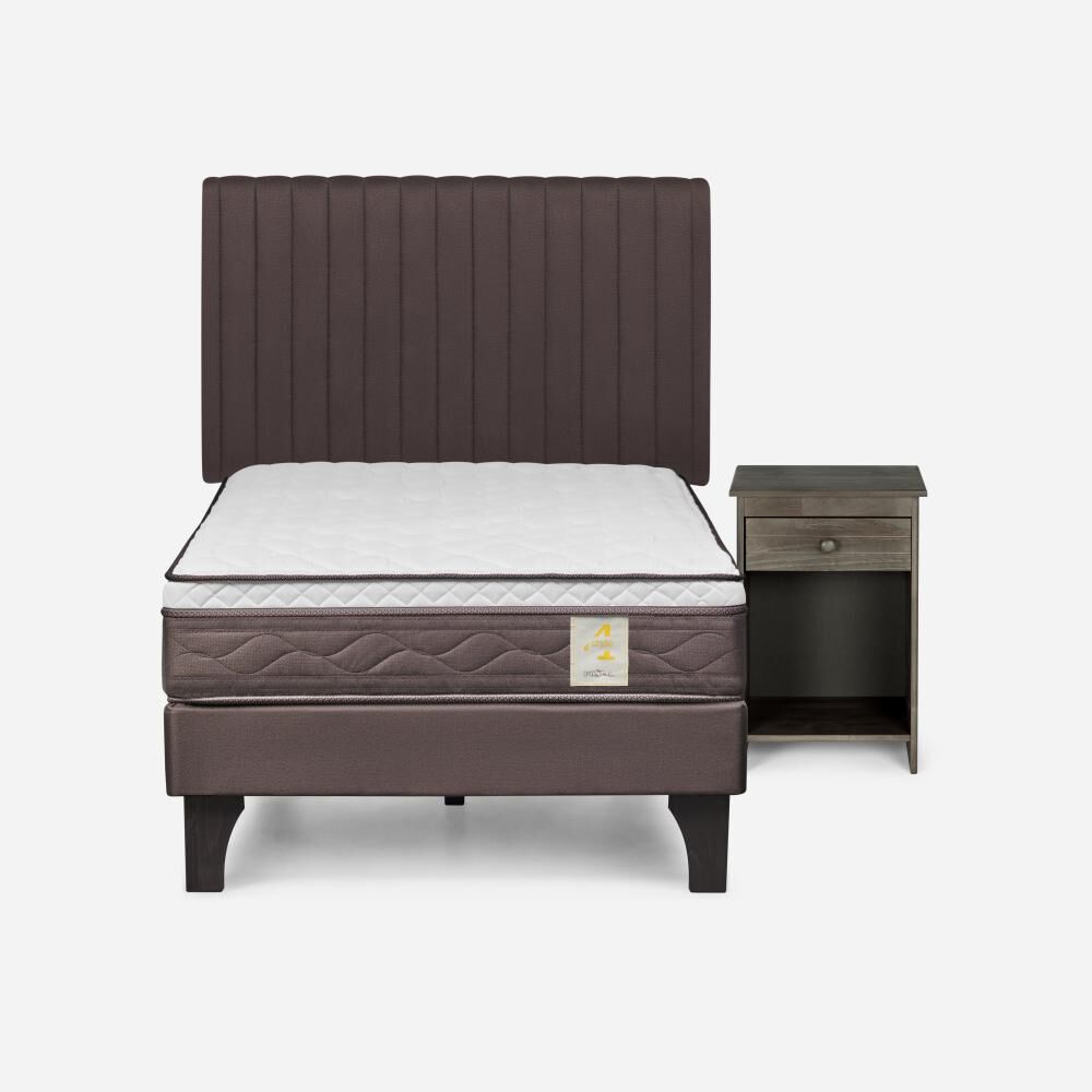 Cama Europea Rosen New Style 4 Plus / 1.5 Plazas / Base Normal + Set De Maderas image number 0.0