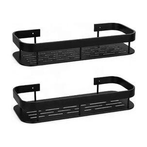 Set De 2 Organizadores De Ba&ntilde;o En Acero Inoxidable Negro