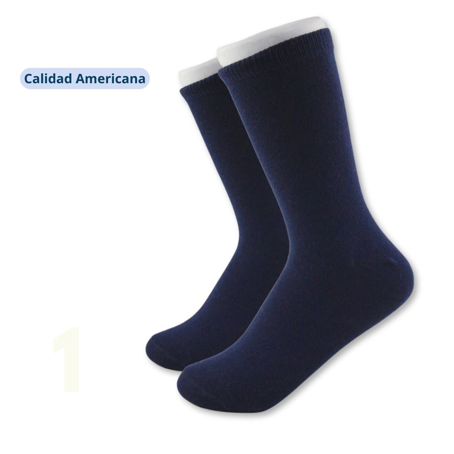 Calcet&iacute;n Escolar Corto Azul Algod&oacute;n Unisex 1 Par image number 3.0