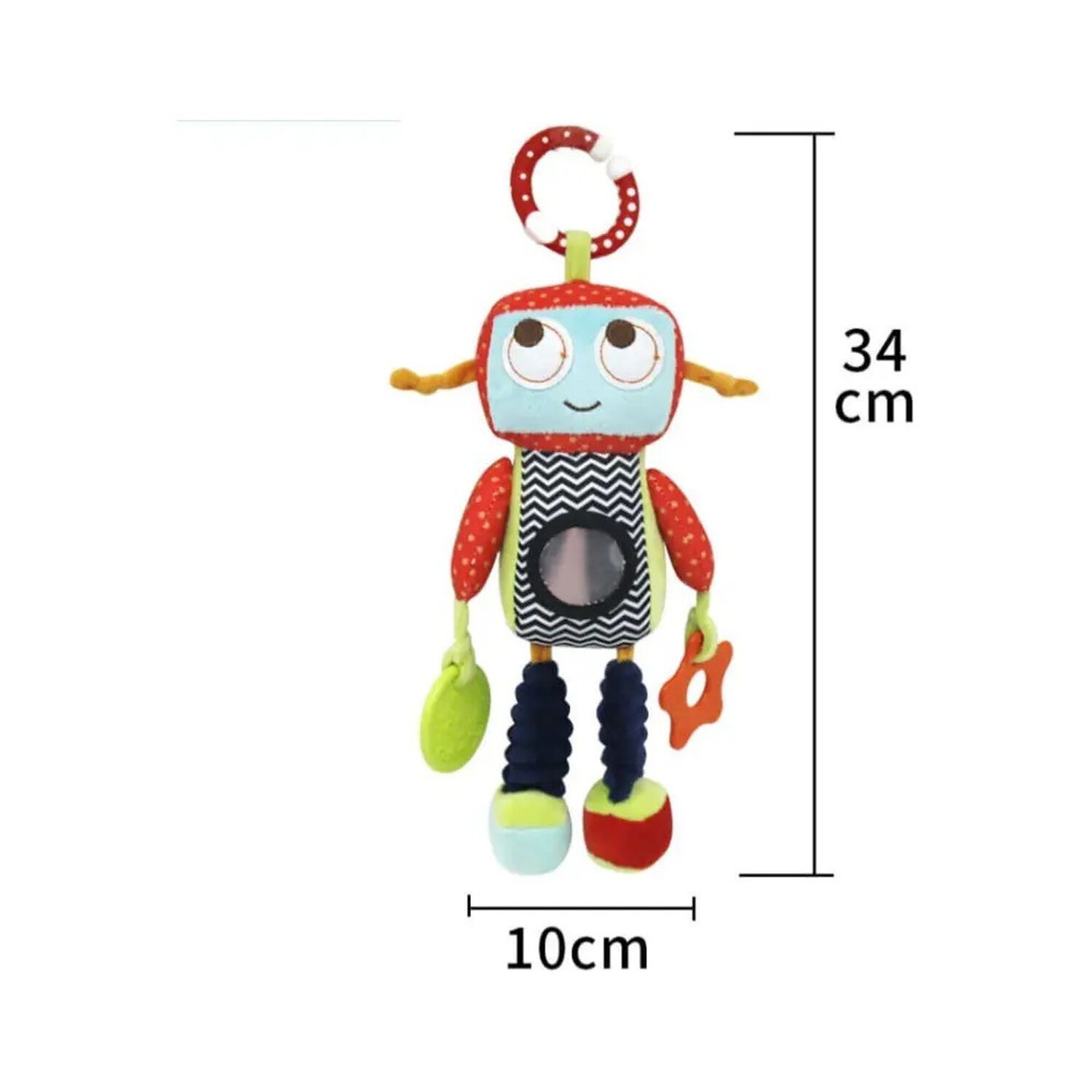 Peluche Sensorial Para Beb&eacute;s Con Sonajero-mordedor-colgador Turquesa image number 2.0