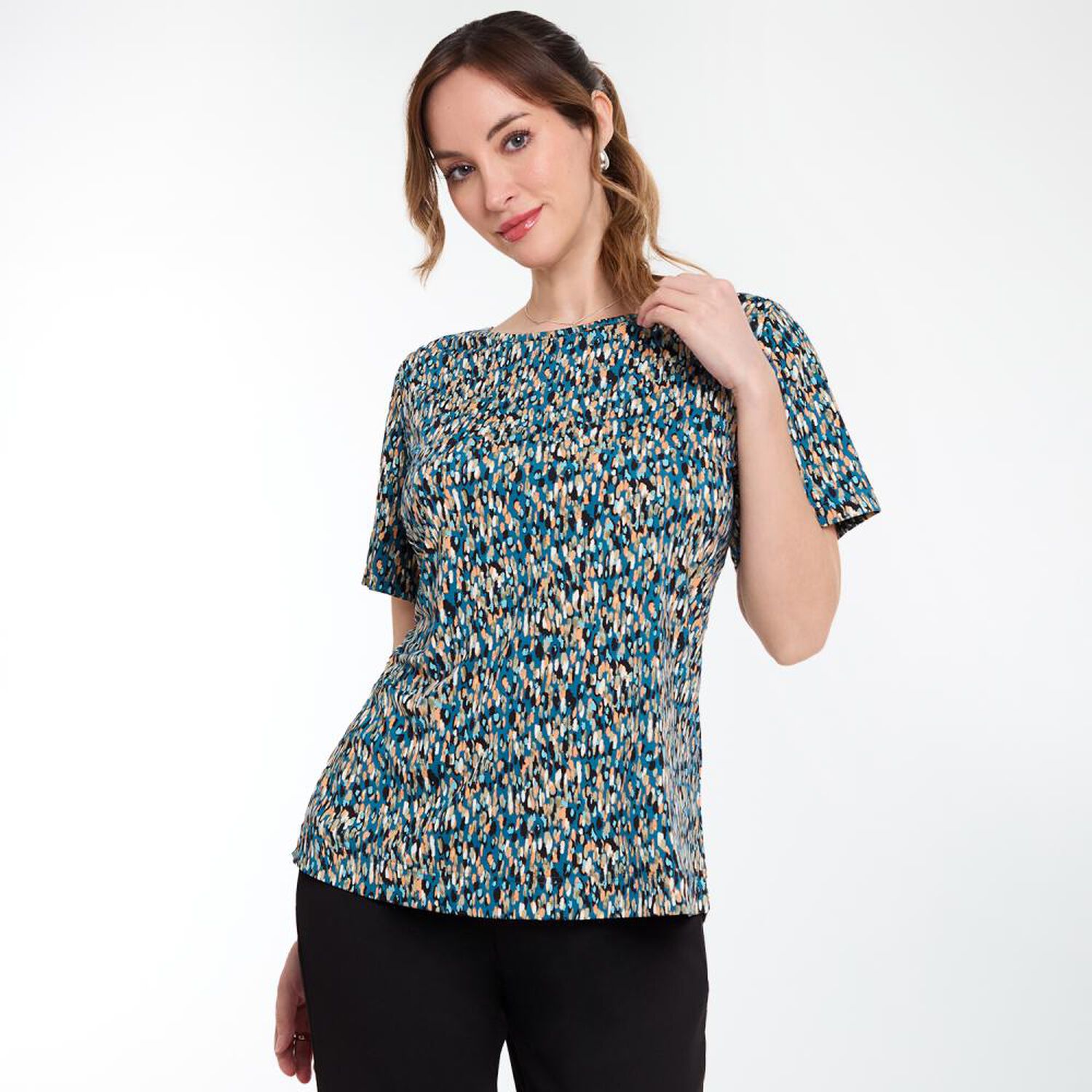 Polera Full Print Manga Corta Cuello Redondo Mujer Lesage image number 0.0