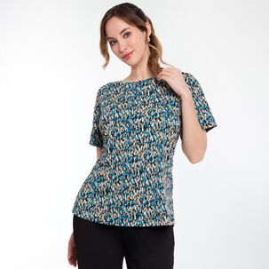 Polera Full Print Manga Corta Cuello Redondo Mujer Lesage