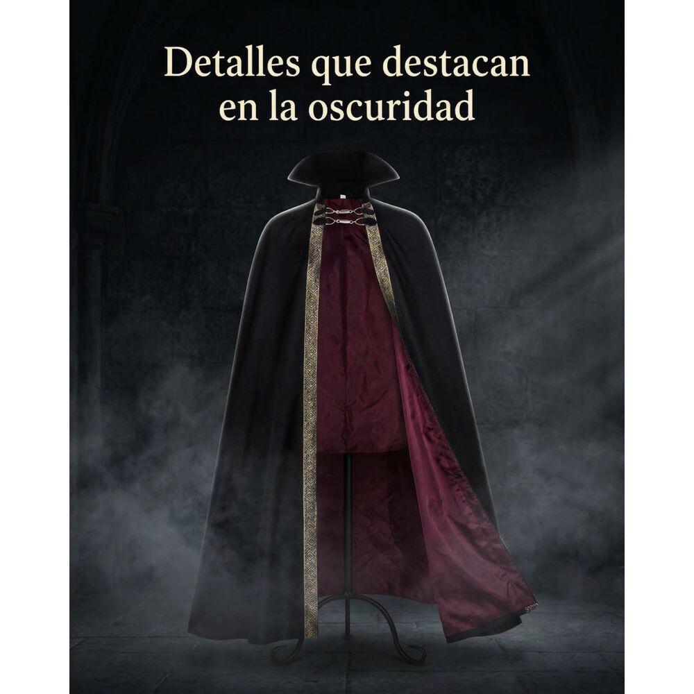 Capa Vampiro Edad Media Con Forro Interior Borde Decorativo image number 7.0