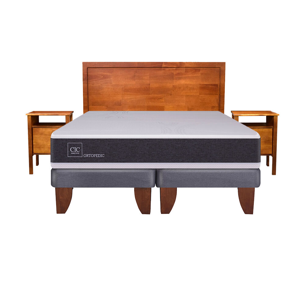 Cama Europea Cic New Ortopedic / King / Base Dividida + Set Maderas Verona image number 0.0