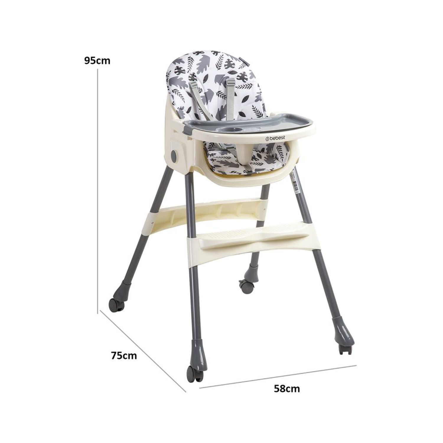 Silla De Comer Bebesit Steps Gris image number 8.0