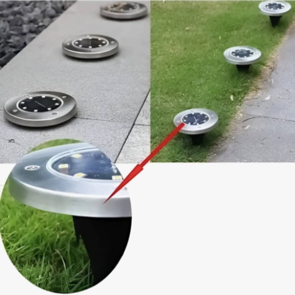 Pack 4 Focos Solares Jard&iacute;n Estaca De 8 Led image number 2.0