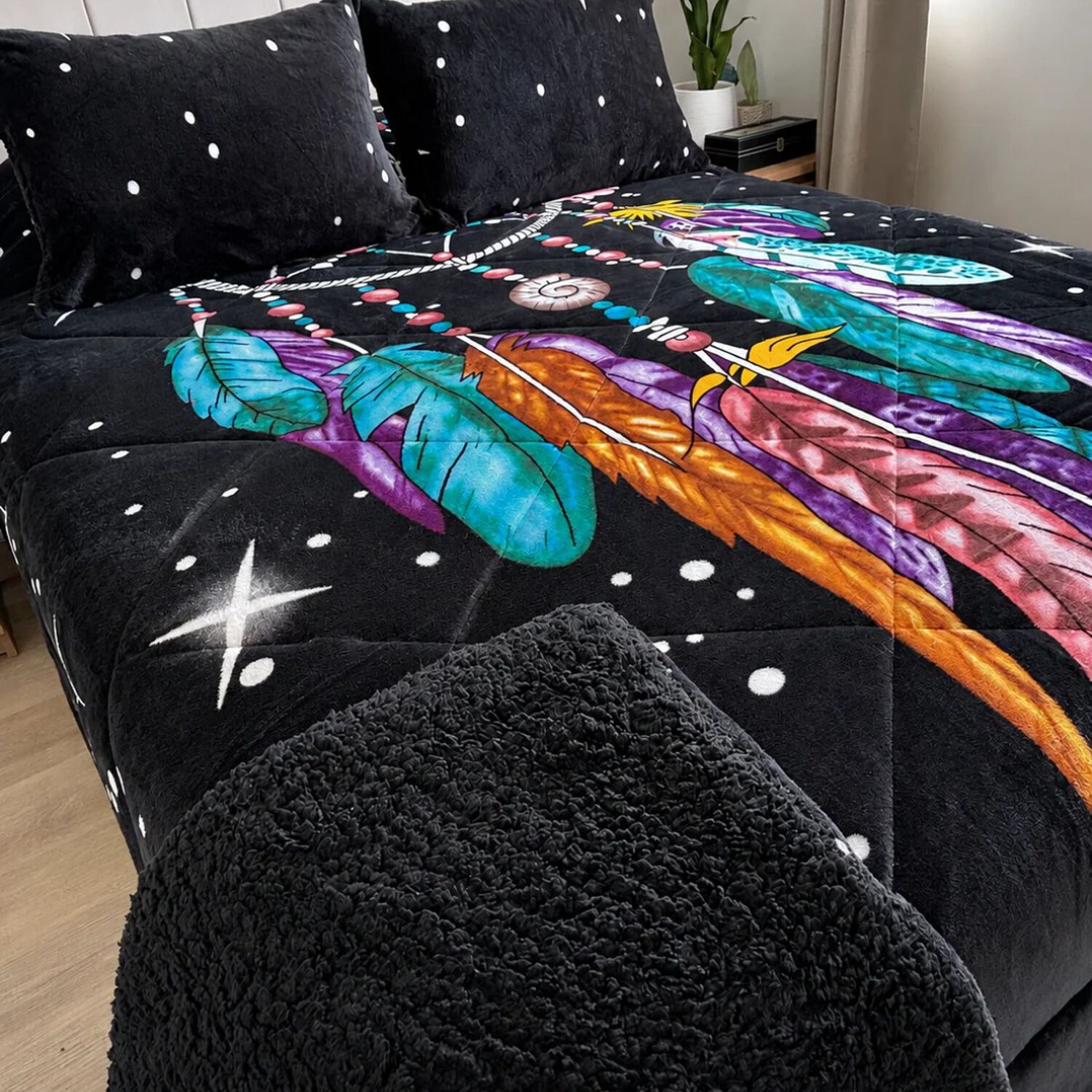 Cubrecama 2 Plazas Polar Con Chiporro Atrapasue&ntilde;os Turquesa - 230x250 Cm image number 2.0