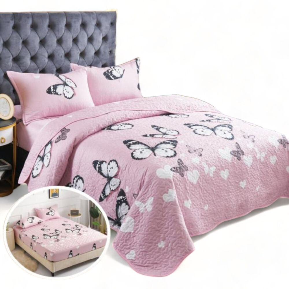 Juego Para Cama De 5 Piezas 2 Plazas Cubrecolchon Sabana Cubrecama 2 Fundas De Almohada Estampados image number 0.0
