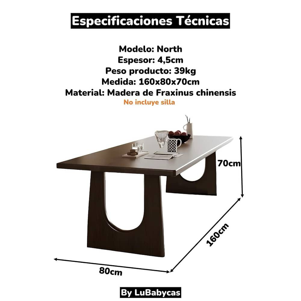 Comedor De Madera 160x80x70cm North By Lubabycas image number 7.0
