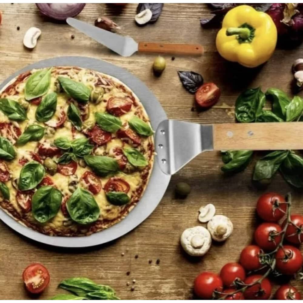 Pala De Pizza Redonda 30 Cm Acero Inox Con Mango De Madera image number 2.0