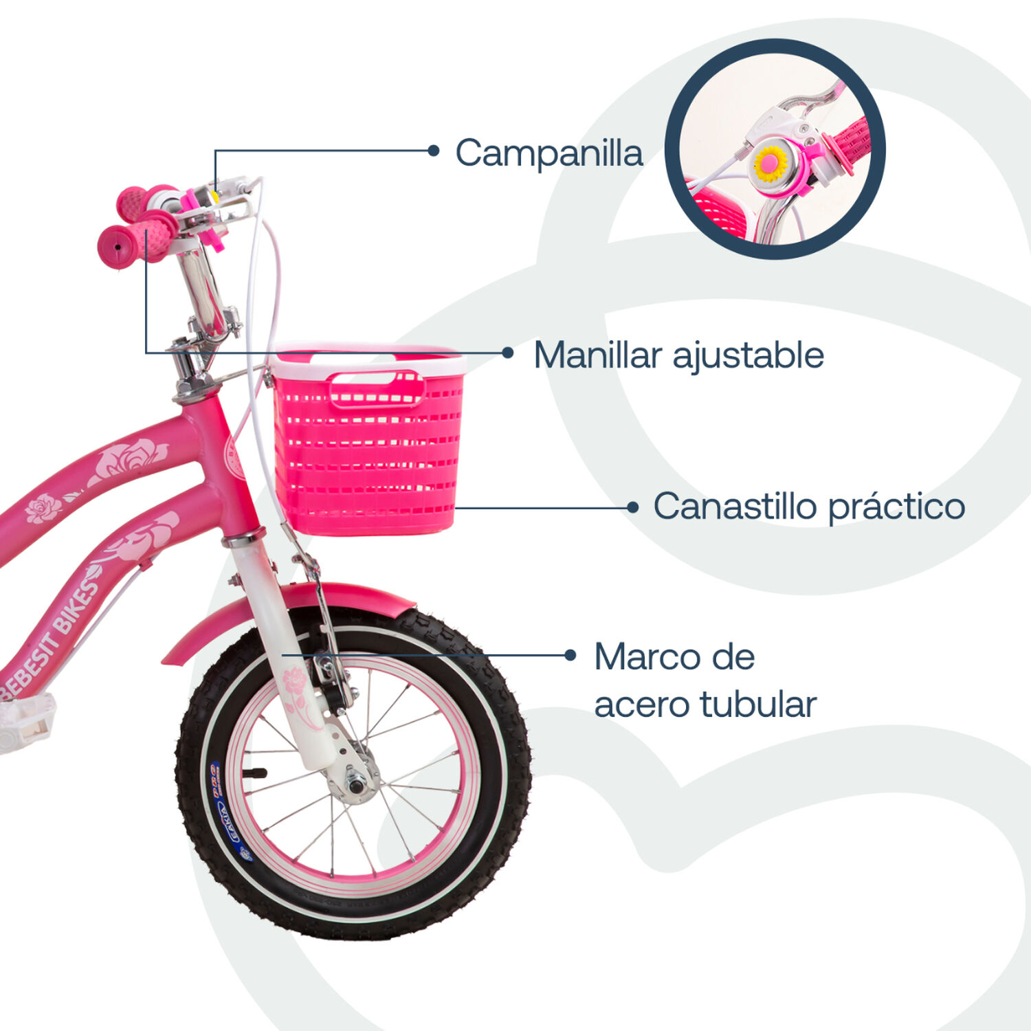 Bicicleta Infantil Queen Aro 12 Rosada Bebesit image number 3.0