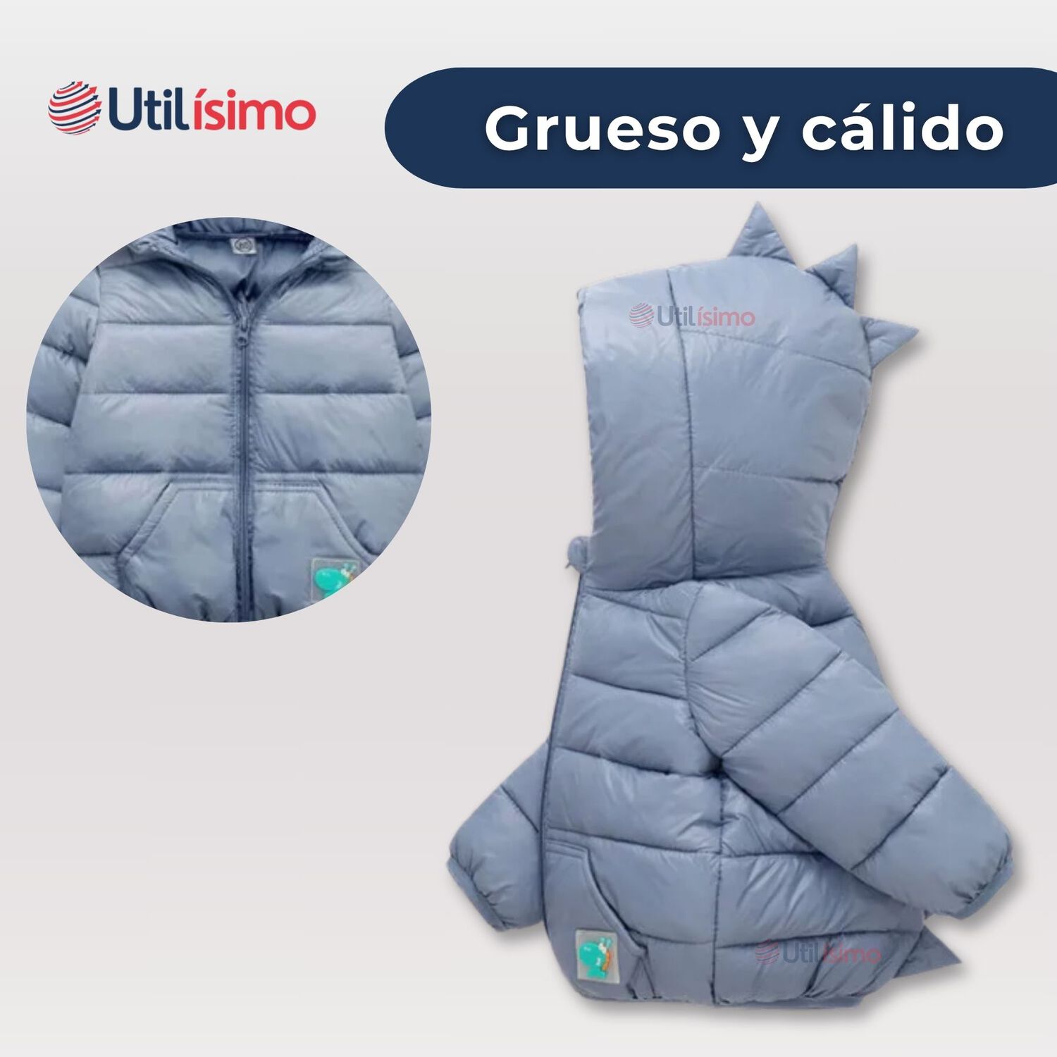 Parka Dinosaurio Con Capucha Manga Larga Ni&ntilde;o Jump Kids Azul Dinosaurio image number 3.0