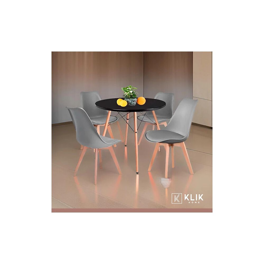 Comedor Mesa Eames Redonda Negra 80cms + 4 Sillas Tulip Gris image number 1.0