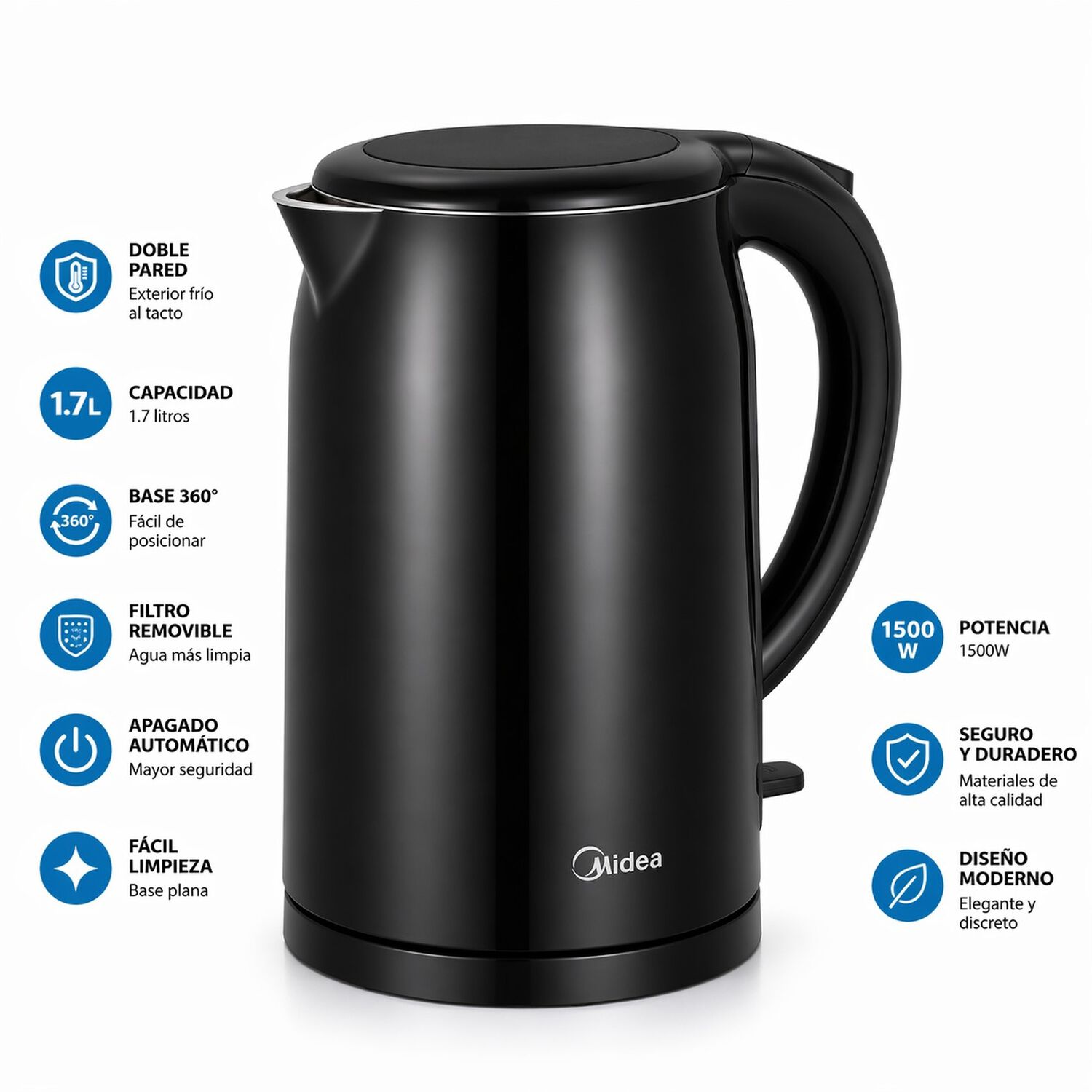 Hervidor De Doble Pared Midea 1.7lt Con Base Giratoria 360&deg; image number 4.0