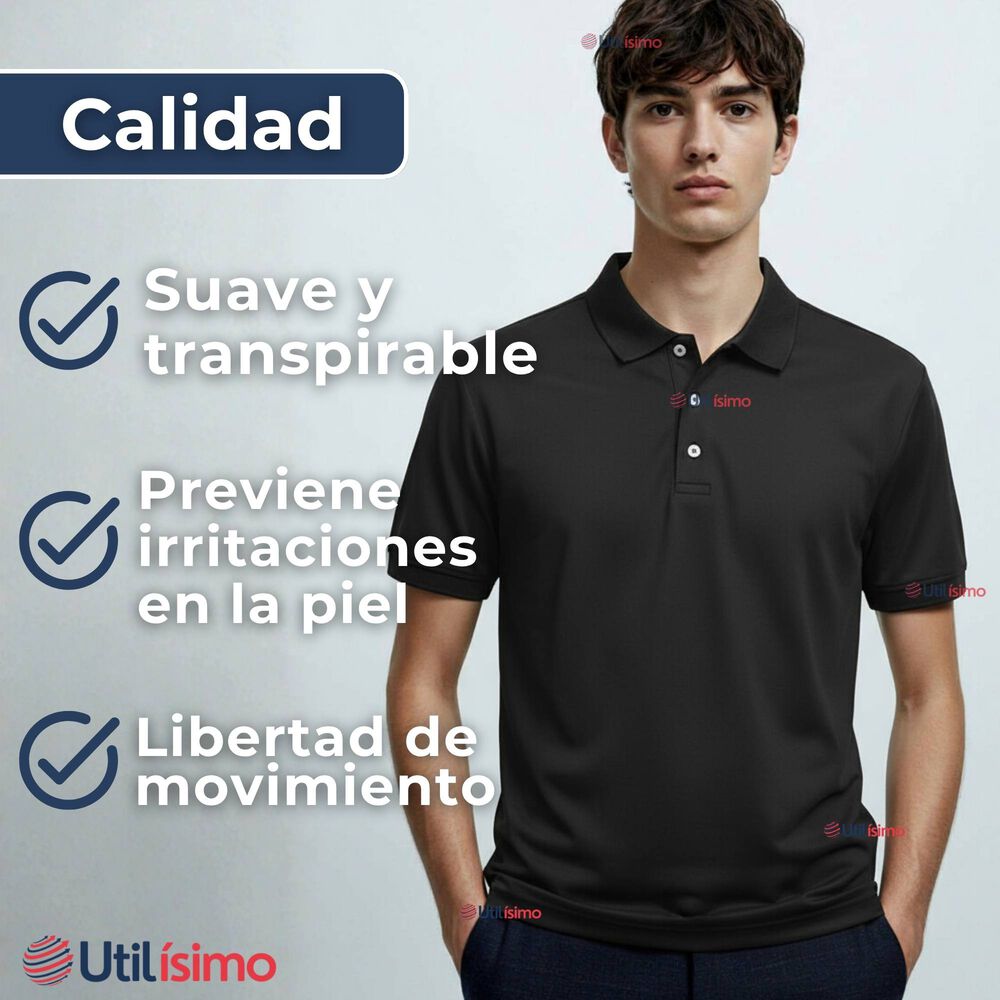 Polera Pique Premium 200g Manga Corta 100% Algodón Textura Suave Chemise Negro Hombre image number 7.0