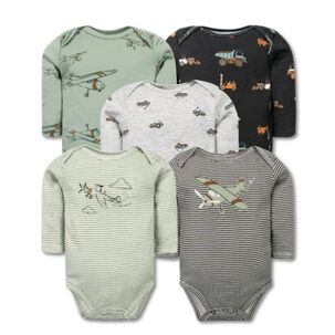 Pack 5 Bodys Ni&ntilde;o Manga Larga Tedmimak 100% Algod&oacute;n Adventure Planes