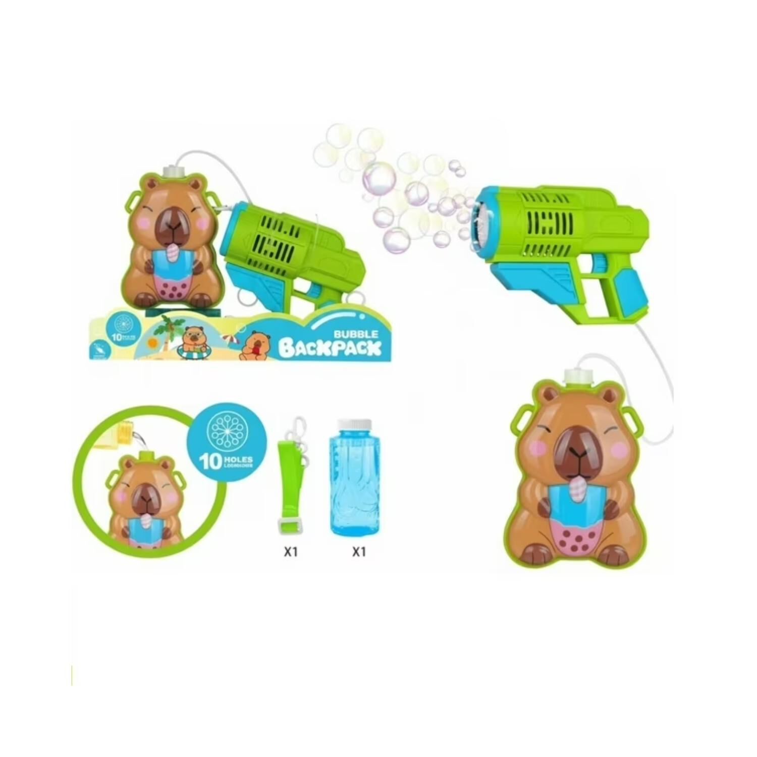 Juguete Mochila Lanza Burbuja Capibara Infantil image number 0.0
