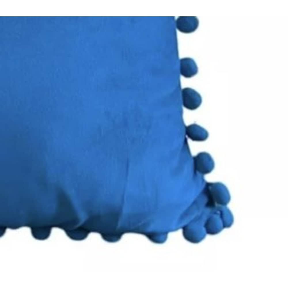 Funda De Cojines Con Pompones. Medida 45x45. Terciopelo. Celeste image number 2.0