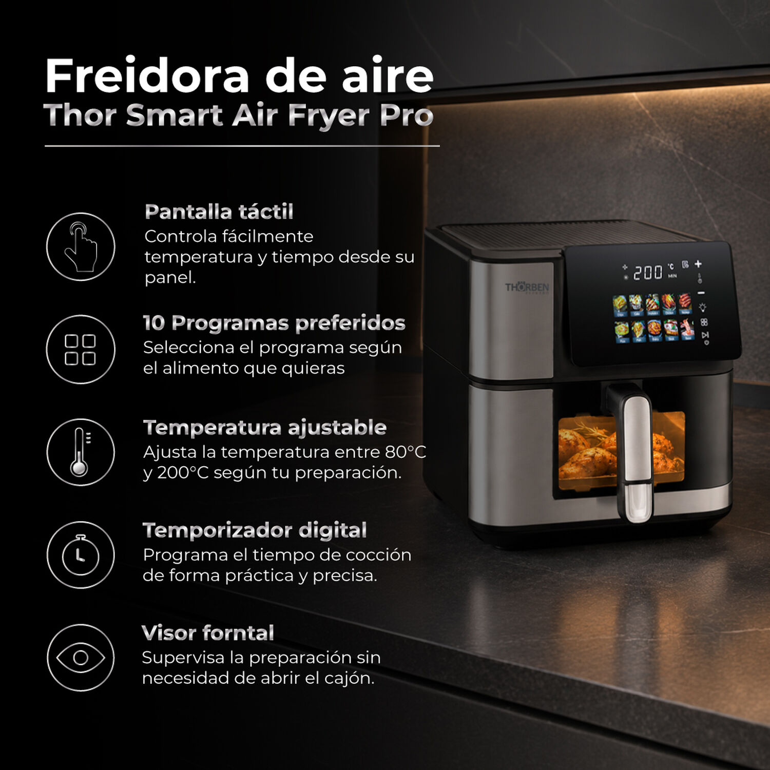 Freidora De Aire Digital Thor Smart Air Fryer Pro 8,8 L image number 1.0