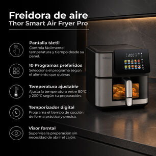 Freidora De Aire Digital Thor Smart Air Fryer Pro 8,8 L