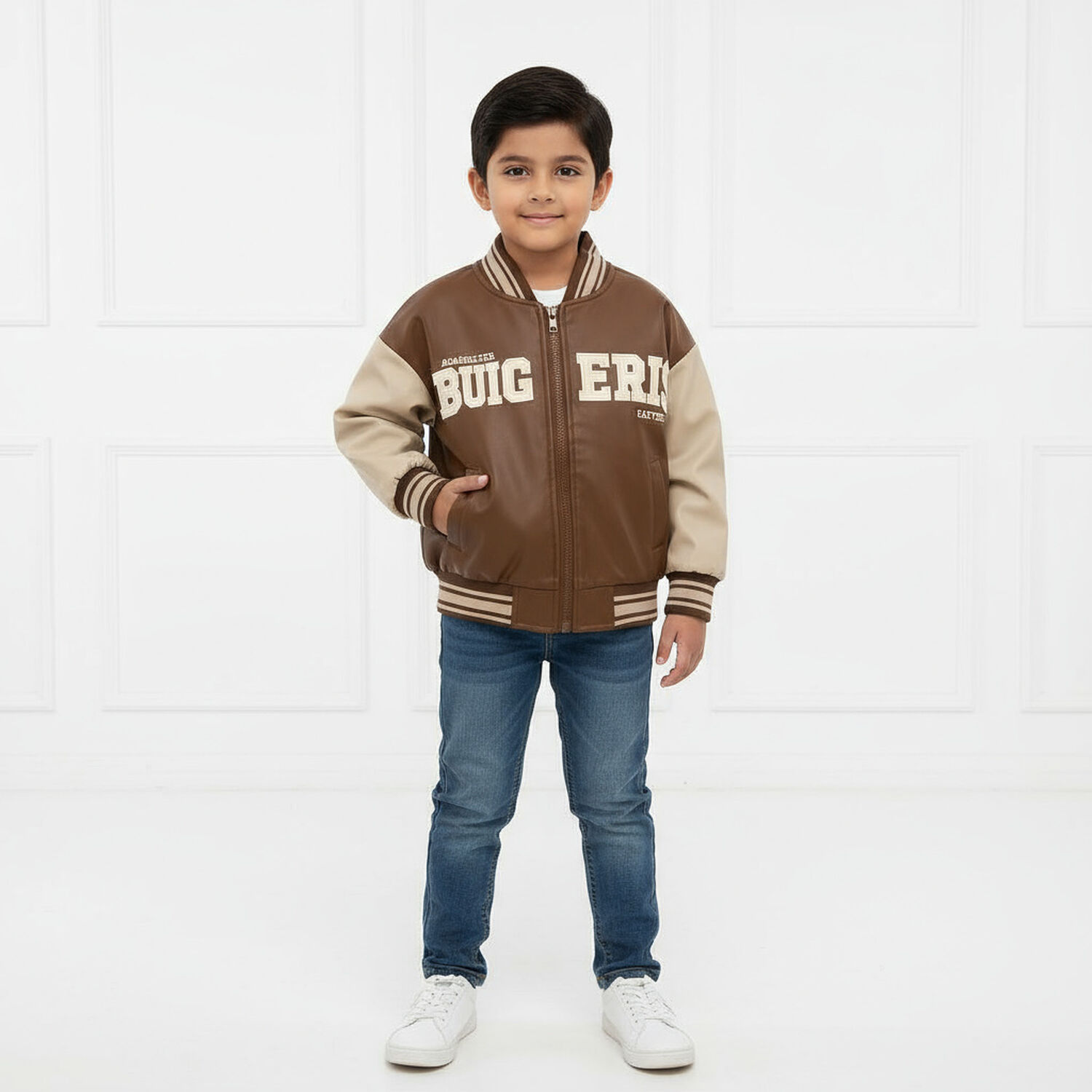 Chaqueta Bomber Ni&ntilde;o Ecocuero Italy Infantil image number 0.0