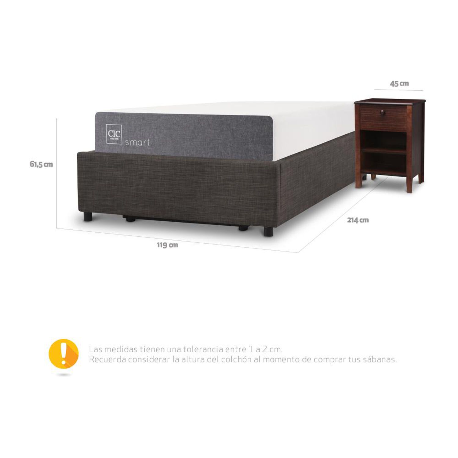 Cama Ba&uacute;l Cic Smart / 1.5 Plazas / Base Normal + Velador image number 5.0