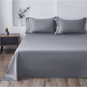 Juego De S&aacute;bana 2 Plazas 4 Piezas Gris