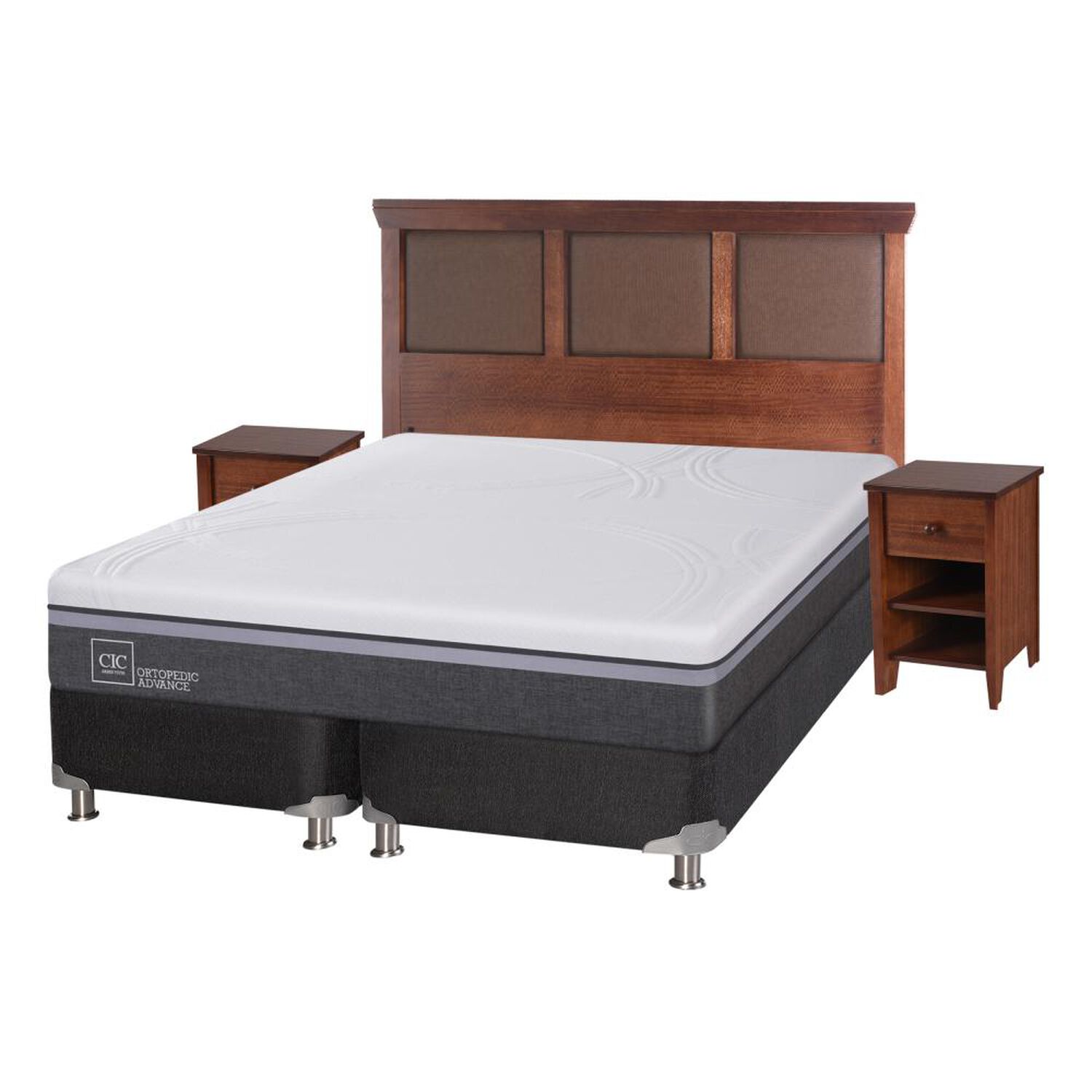 Box Spring Cic Ortopedic / 2 Plazas / Base Dividida + Set De Maderas image number 1.0