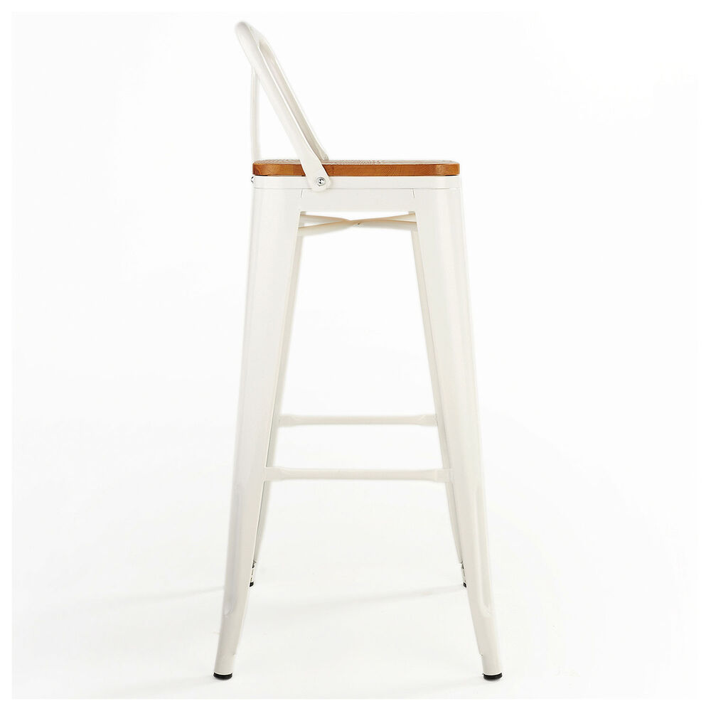 Pack 4 Pisos De Bar Tolix Asiento De Madera Blanco image number 3.0