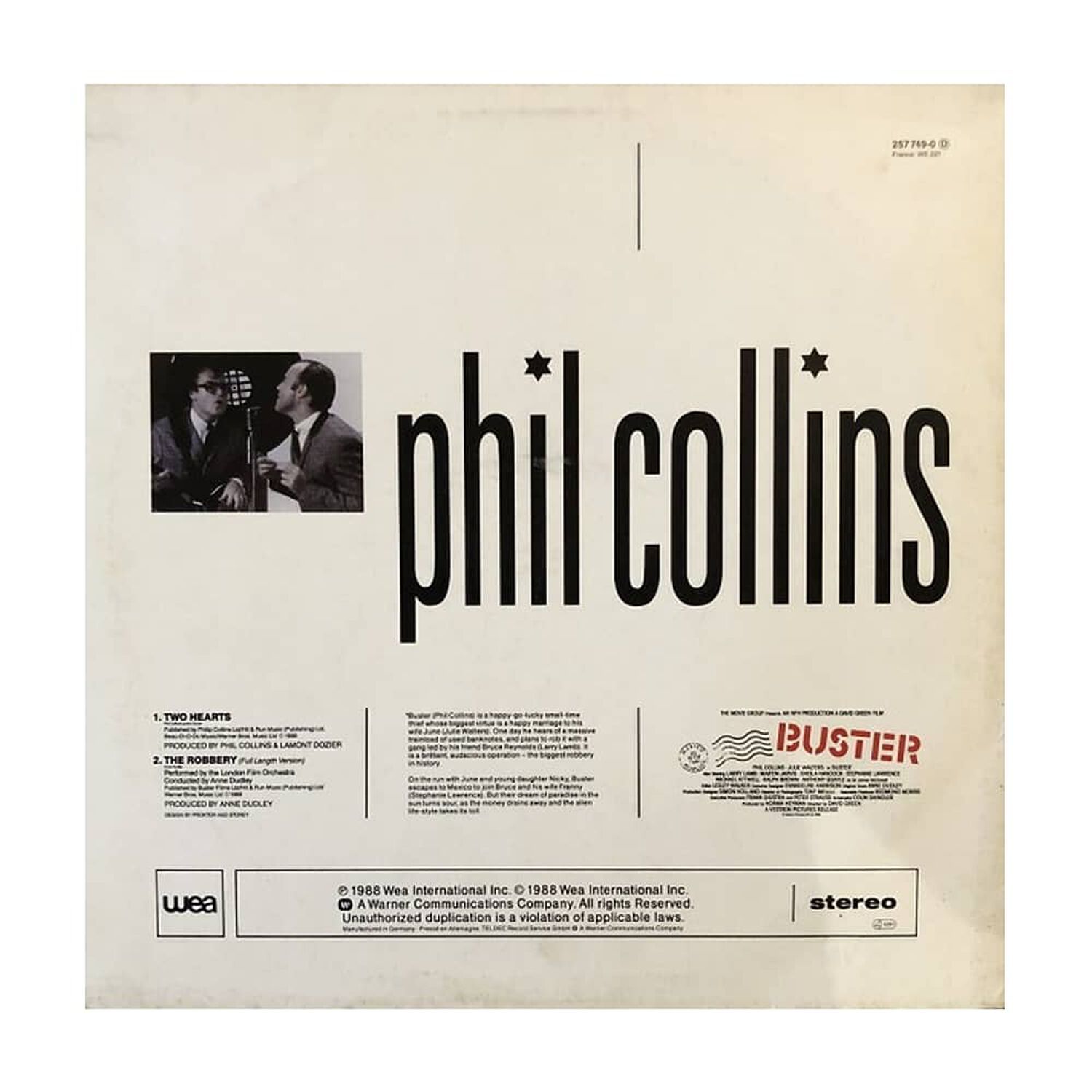 Phil Collins - Two Hearts | 12" Maxi Single Usado image number 1.0