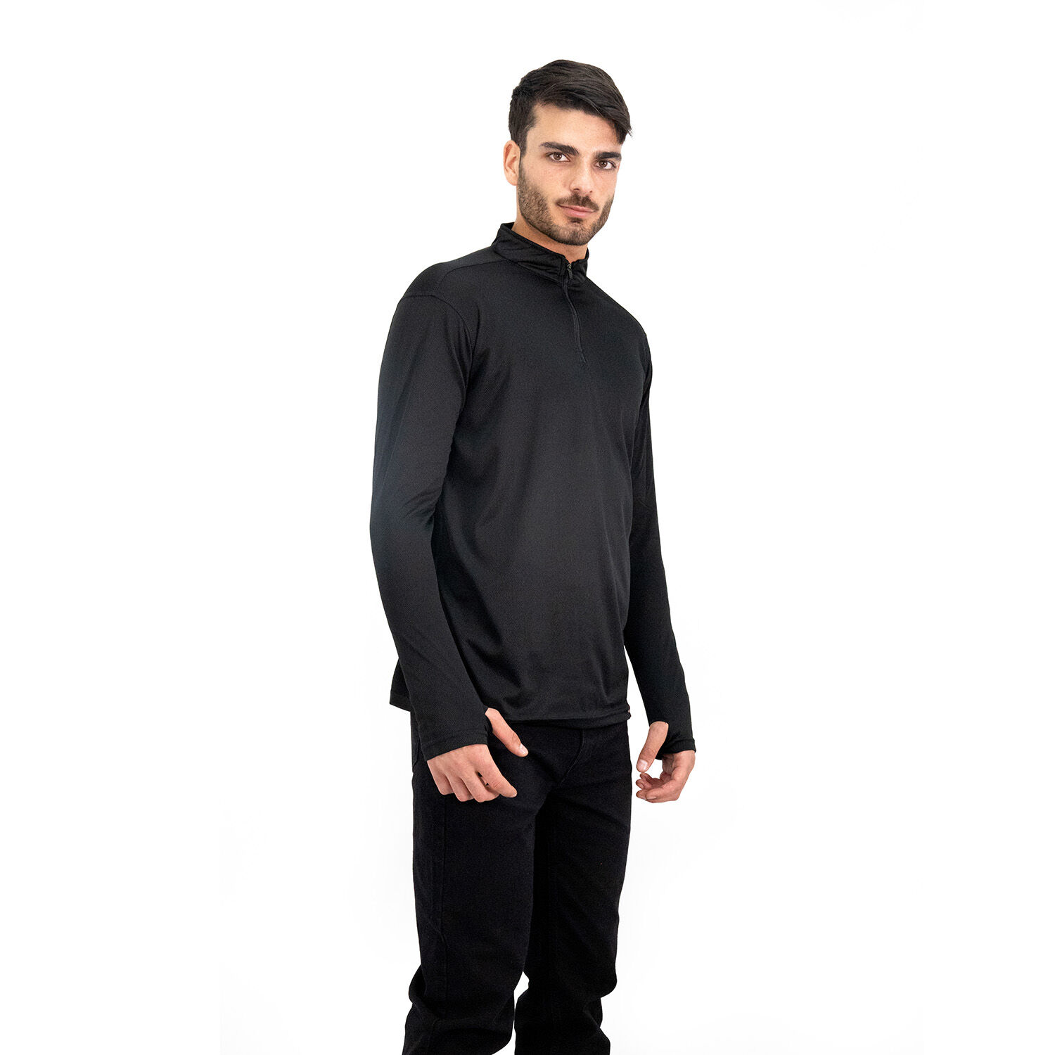Polera Quebec Half-zip Negro Hombre image number 0.0