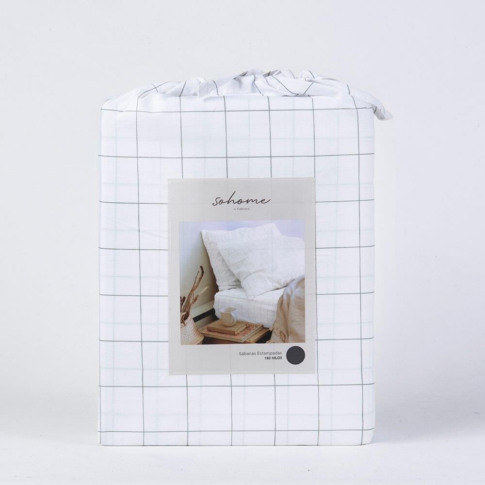 Sabana 180 Hilos Estampada Sohome King Blanc image number 2.0