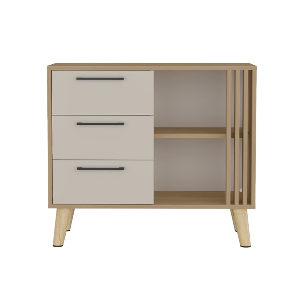 Comoda 3 Cajones Fm 64,4x80x35 Cm Café Claro Y Beige image number 3.0