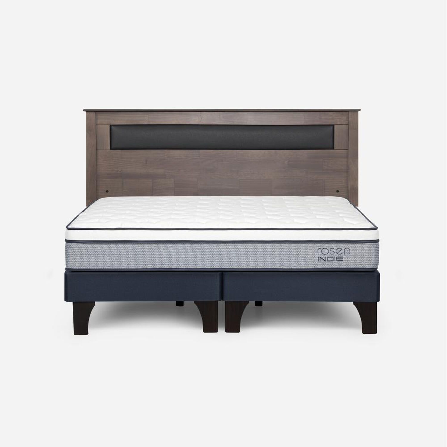 Cama Europea Rosen Indie / King / Base Dividida  + Respaldo Ferrara Gris image number 0.0