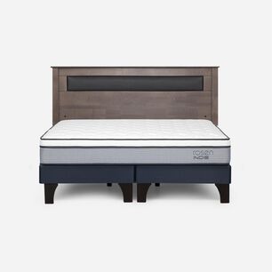 Cama Europea Rosen Indie / King / Base Dividida  + Respaldo Ferrara Gris