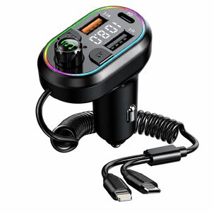 Cargador Auto Bluetooth 5.0 Fm Rgb Pd25w 3 Puertos - Ps