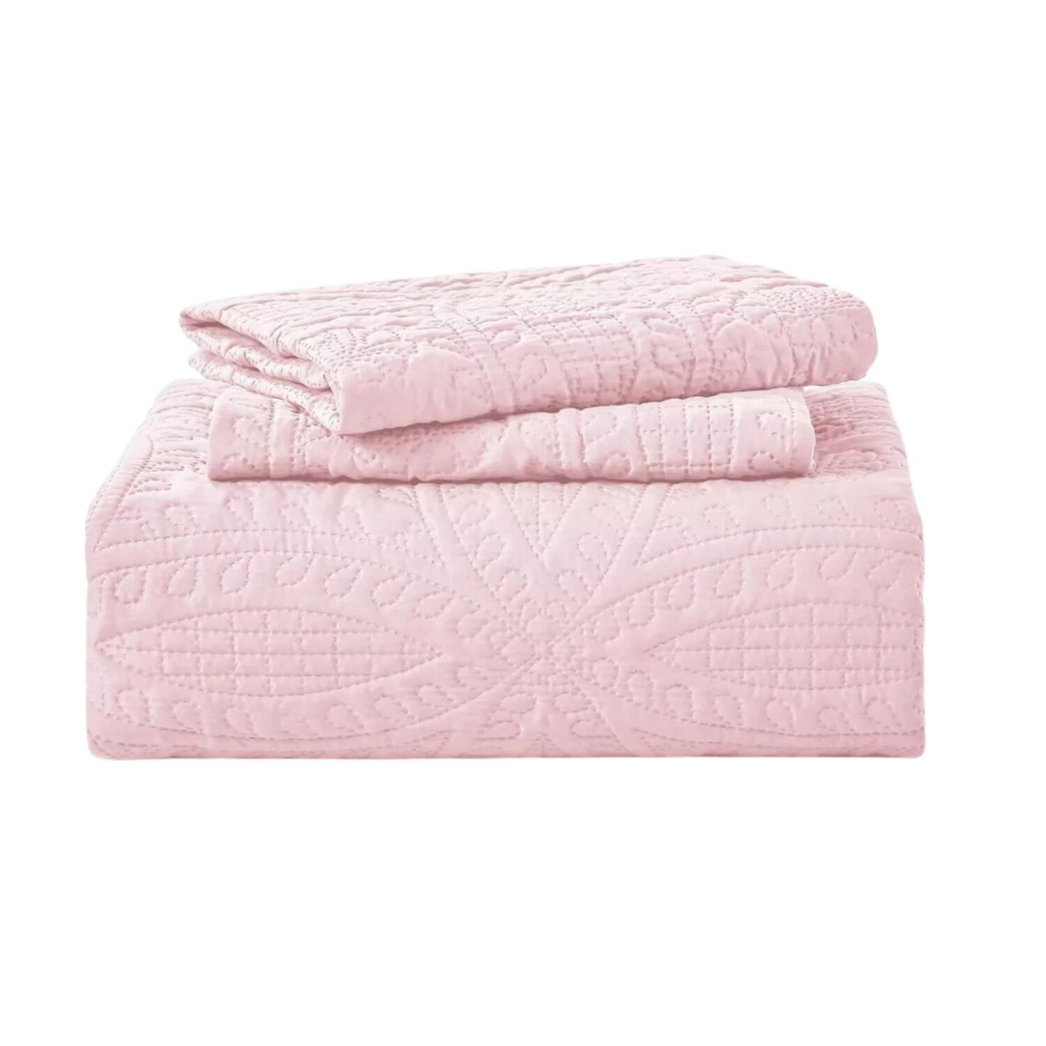Cubrecama Quilt Reversible Queen 228x228 Cm M&aacute;s Fundas Almohada Rosa Blanco image number 0.0