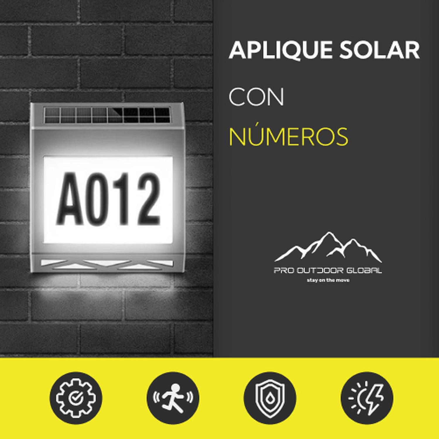 Pack 6 Aplique Solar Contra Agua Con Numeros De Casa image number 1.0