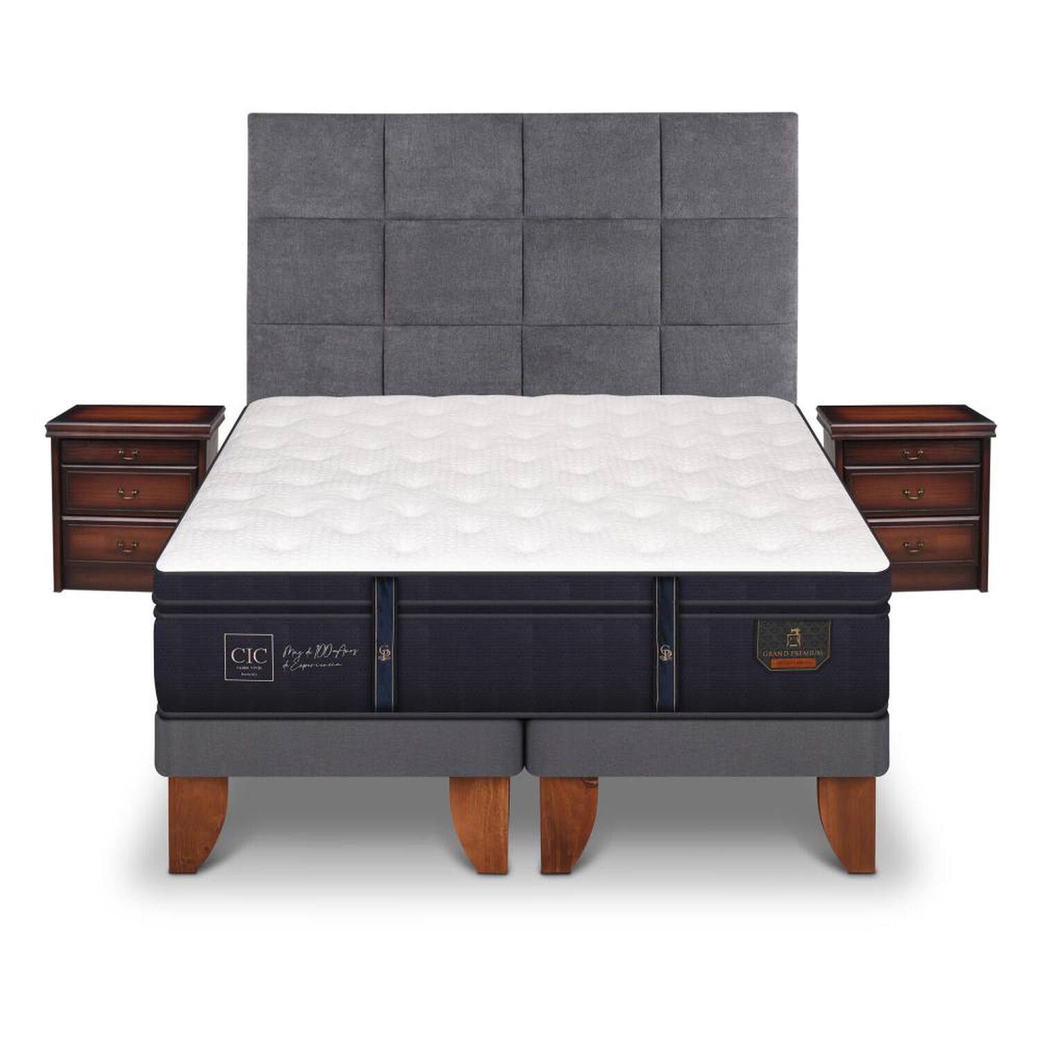 Cama Europea Cic Grand Premium / 2 Plazas / Base Dividida + Set De Maderas image number 0.0