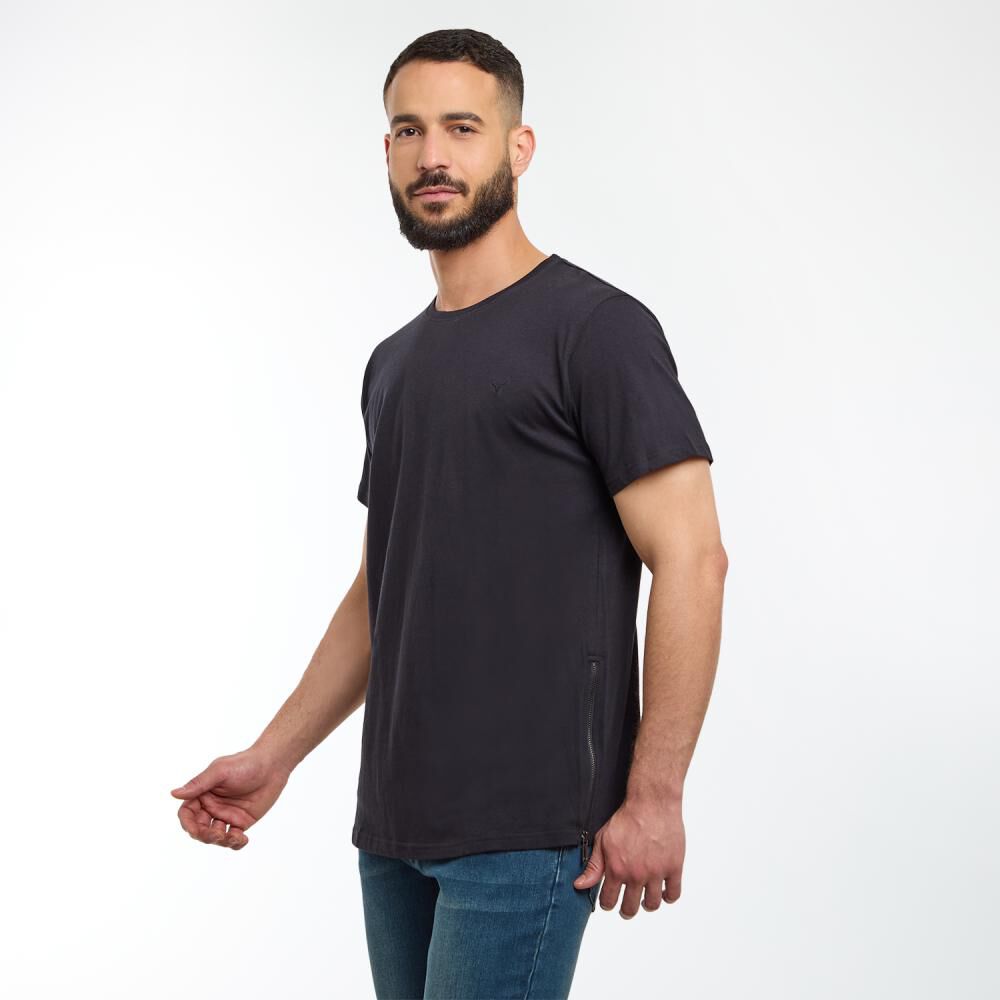 Polera Slim Fit Manga Corta Hombre Az Black image number 2.0