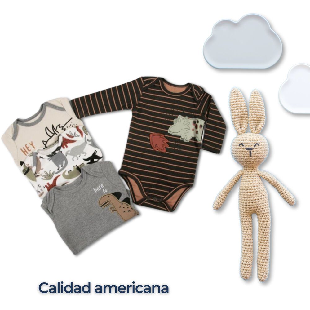 Pack 4 Bodys Ni&ntilde;o Manga Larga Tedmimak 100% Algod&oacute;n Dino Adventures image number 5.0