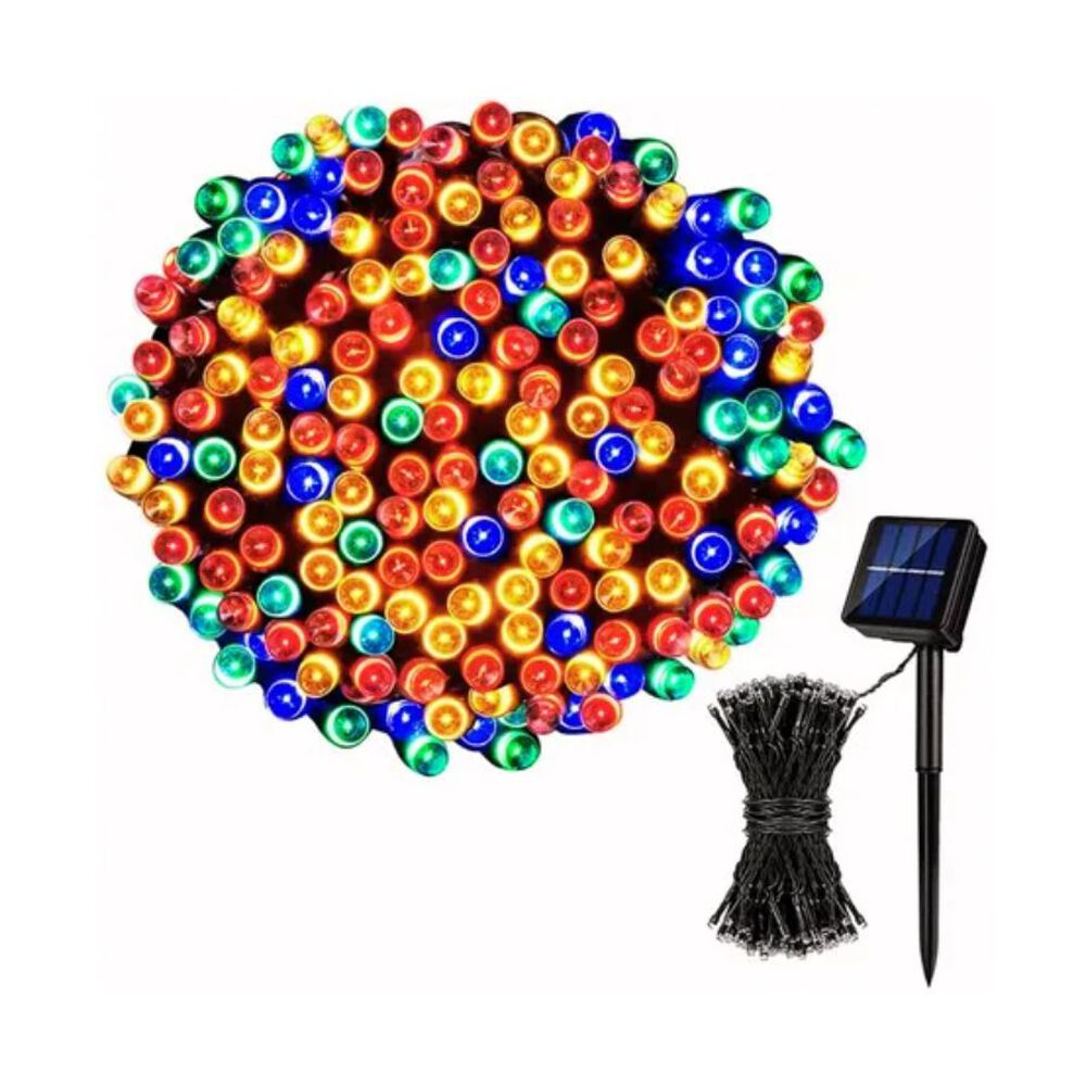 Luces De Navidad De Exteriores 100 Led Multicolor Con Panel Solar image number 0.0